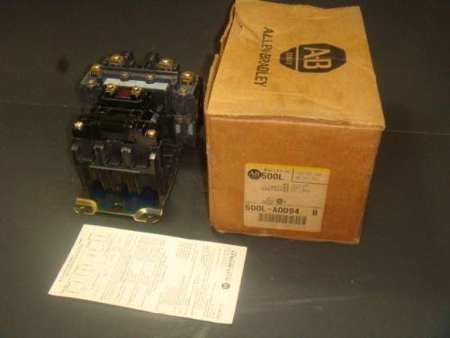 New allen bradley ac lighting contactor 500l-a0d94, 500l-aod94, new in box for sale
