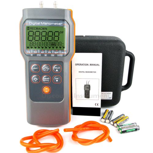 Digital Manometer Gauge Differential Pressure Meter w/ 11 Measuring Unit Generic