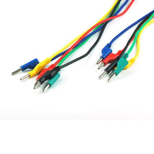 NEW 5pcs Silicone High Voltage Banana to Banana Plugs Test Leads Cable 5 Colors