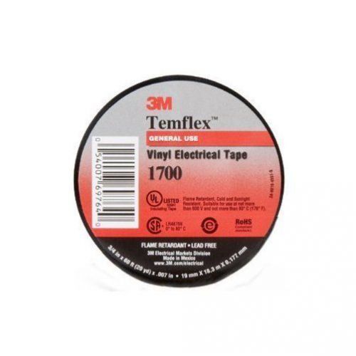 3M Temflex 1700 Economy Grade General Use Vinyl Electrical Tape, 0 to 80 Degree