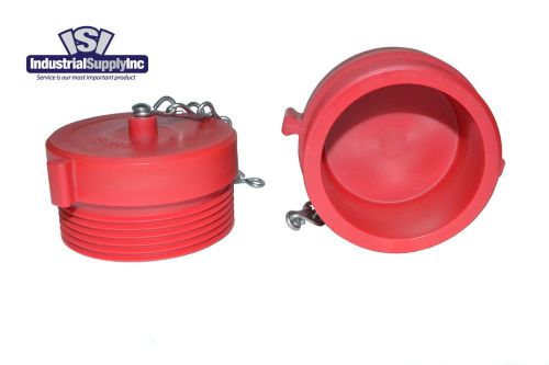 2pk 1-1/2” NST(M) Polycarbonate Red Fire Hose Hydrant Plug and Chain