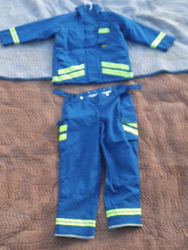 Fire gear inc blue emt ems safety turnout suit 44 jacket &amp; 42x30 pants *surplus for sale