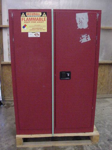 New Securall 60 Gal Flammable storage cabinet 5 shelf  Drum rollers PN  P160