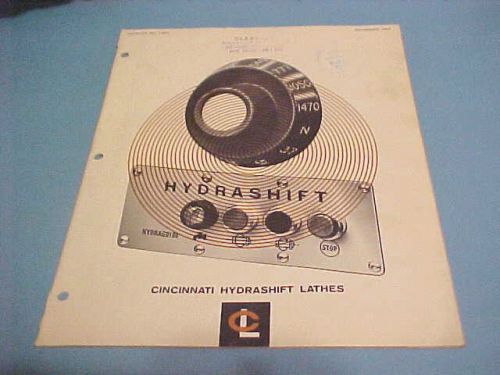 CINCINNATI HYDRASHIFT MACHINE LATHES CATALOG/BROCHURE 1964