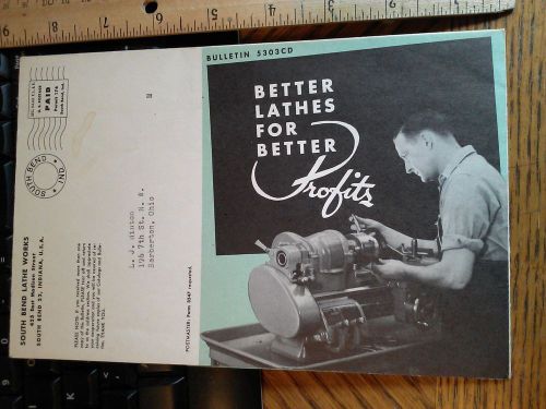 1950s south bend lathe works bulletin advertisement #8 lathe drill press grinder for sale