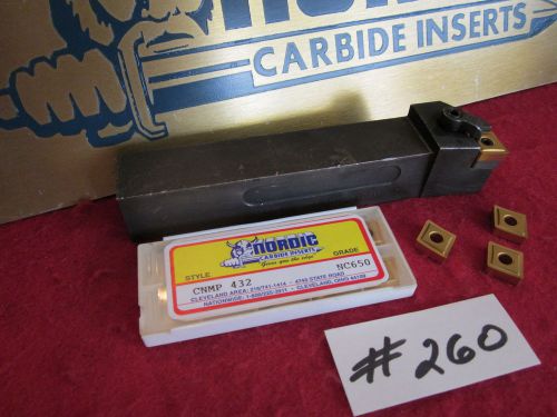 1 kennametal 1&#034; lathe tool holder with 10 nordic carbide inserts {260} for sale