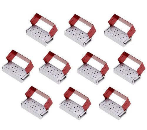 10 pcs dental burs holder disinfection box  block aluminium 20 holes autoclave for sale