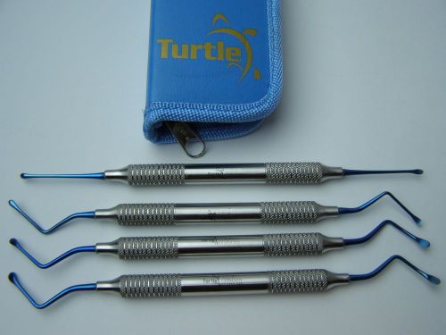 Turtle Periodontal LUCAS BONE DENTAL CURETTE Set of 4 Dental Instruments