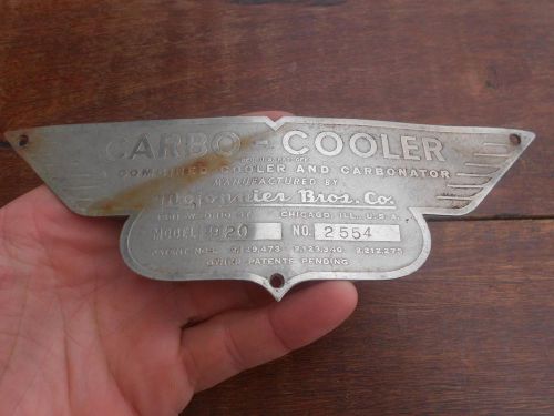 RARE CARBO COOLER badge MOJONNIER Bros Co COMBINED COOLER &amp; CARBONATOR low serie