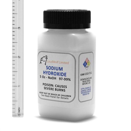 Sodium hydroxide &#034;lye&#034;  ultra-pure (99%)  fine powder  5 oz  ships fast from usa for sale