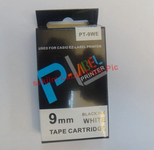 Compatible casio xr-9we black on white 9mm 8m label tape kl-100 kl-120 xr-9we1 for sale