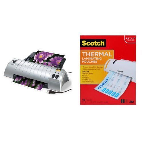 Scotch Thermal Laminator 2 Roller System (TL901) &amp; Thermal Laminating Pouches