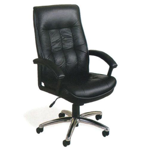 High back black leather executive office chair for sale