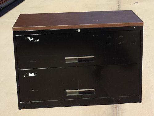 2 drawer Lateral File Legal Size Steel Black /Wood no reserve SIMPLYSWEETBUFFETS