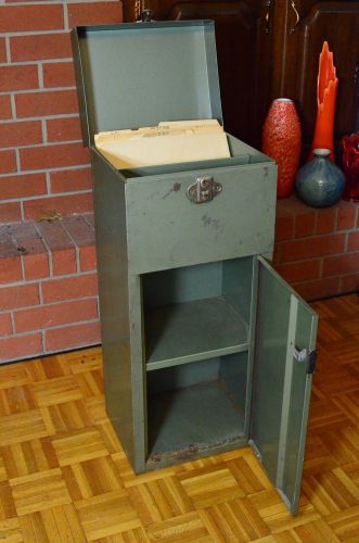 Vintage GREEN Metal File Cabinet Portafile Industrial Office  Eagle Lock Co ?