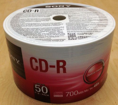 50 Sony CD-R Logo CDR 48x Blank Recordable Disc Media 80Min 700MB Shrink Wrapped