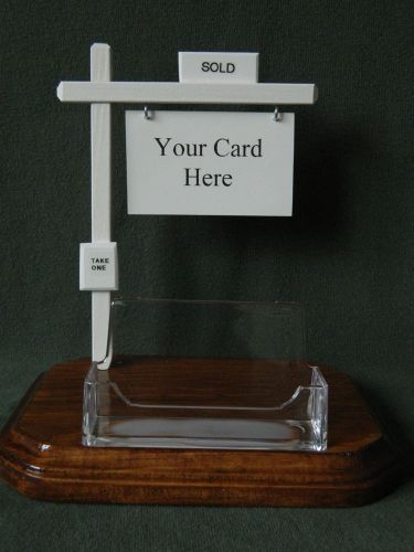Classic White Real Estate Business Card Holder Handmade Realty Sold Sign Gift