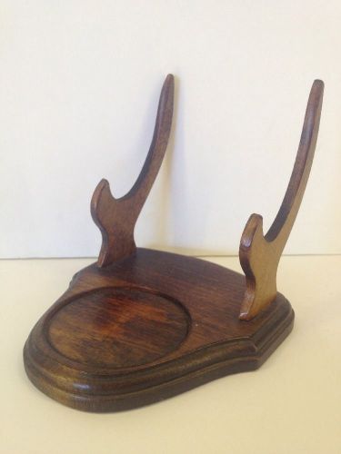 Vintage Solid Wood Deer Antler? Business Card Display With Fitted Coaster Ring