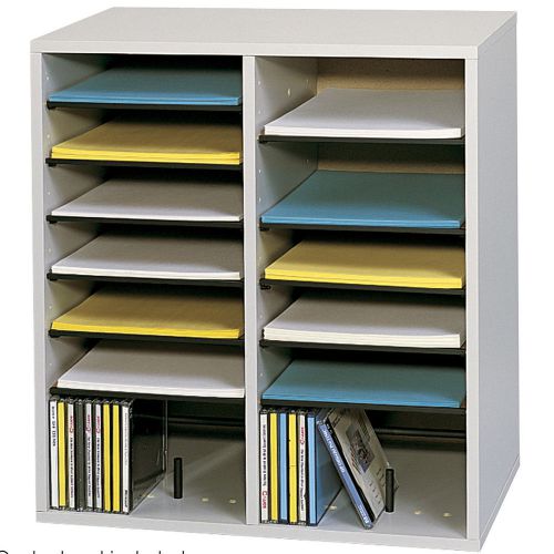 Small Wood Adjustable-Compartment Literature Organizer Gray