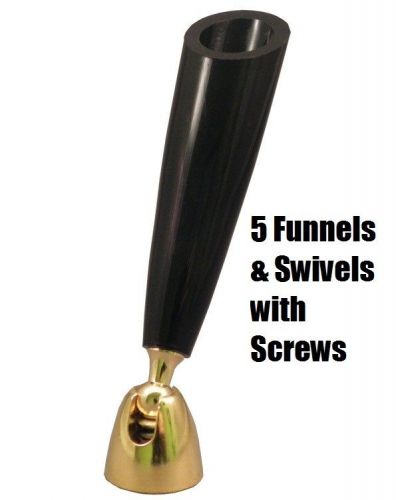 Desk Pen Holders/Trophy Award Parts Qty/5 Black Plastic Funnel/Gold Swivel&amp;screw