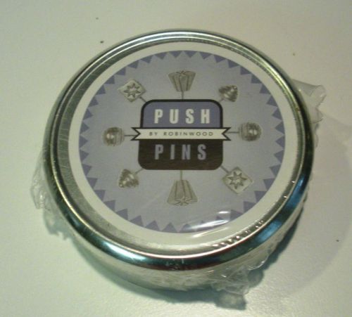 NEW! Decorative PUSH PINS by ROBINWOOD - in tin - SEALED - Contempory Design