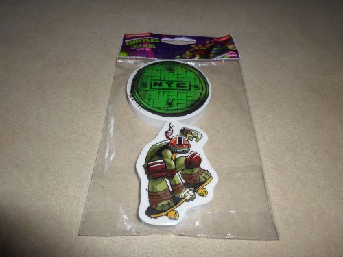 Set Of 2 Teenage Mutant Ninja Turtles Large Latex Free Erasers, NEW IN PACKAGE!