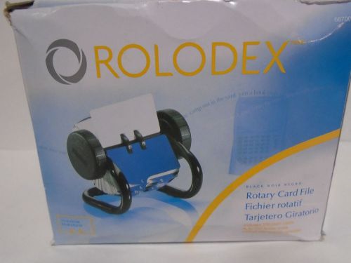 NEW ROLODEX 66700 BLACK BUSINESS CARD FILE WITH A-Z INDEXED TABS &amp; 250 CARDS