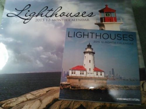 2New Lighthouses12 Month Calendar 2015 Office work home 11&#034;X 12&#034; &amp;Free6&#034;X6&#034;