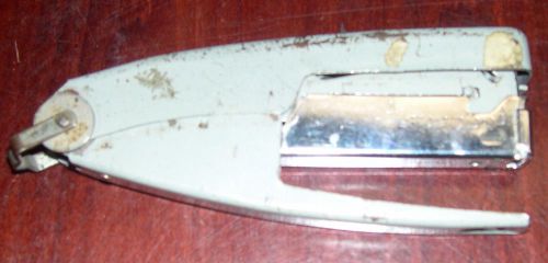 Vintage metal stapler grey painted pre-owned works fine few stapled included for sale