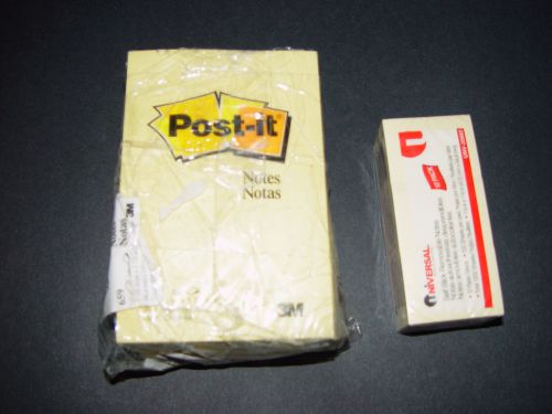 Post it Notes 6 pads large 100 sheets #659 &amp; Universal 12 pads small UNV-35662
