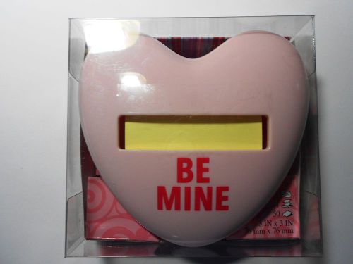 Post-it Pastel Pink HEART BE MINE Pop-up Note Dispenser w/ 3&#034;x3&#034; Notes- New!