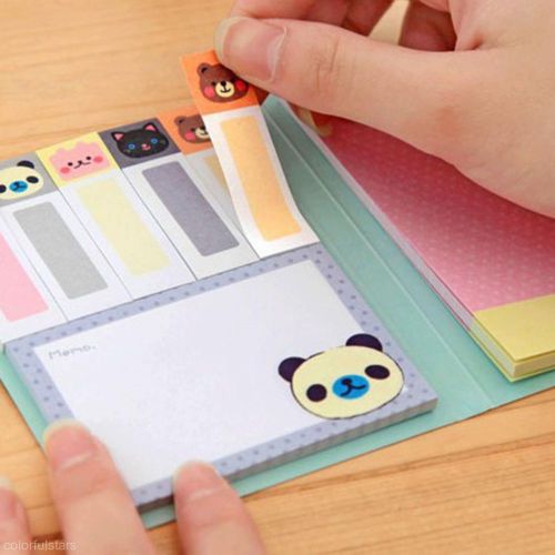 Cartoon Bear A6 Paper Sticker Post-It Bookmark Point Marker Memo Sticky Notes
