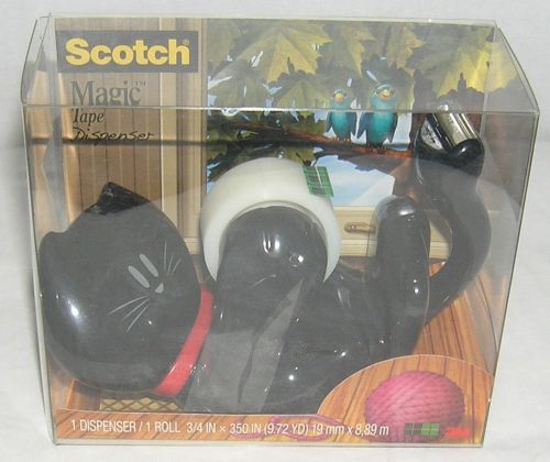 Scotch kitty cat magic tape dispenser black nice christmas gift free shipping for sale