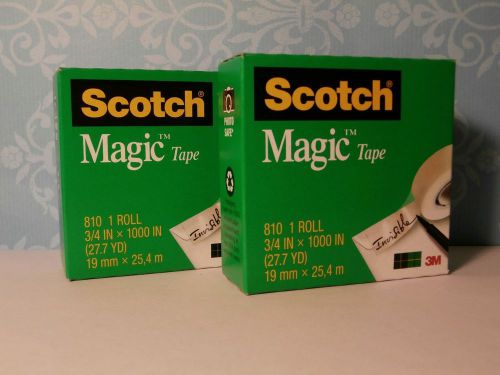 Lot of 2 SCOTCH MAGIC TAPE REFILL 810 3/4&#034;x1000&#034; (27.7 yds) IMMED. FREE SHIPPING