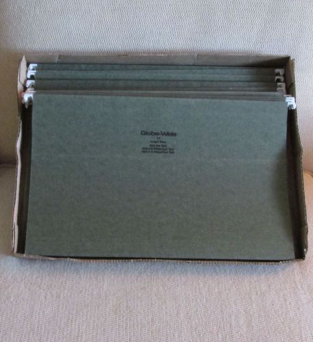 25 Green Globe-Weis Hanging File Folders Legal Size with Tabs 1/3-Cut