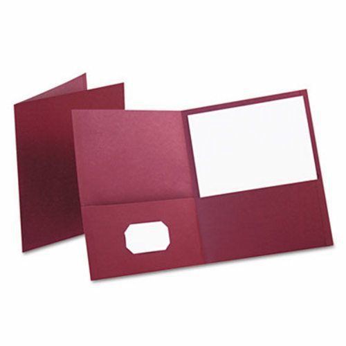 Oxford Twin-Pocket Folder, Embossed Leather Grain Paper, Burgundy (OXF57557)