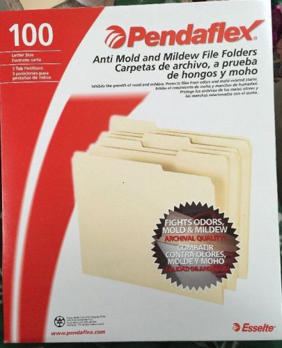 Pendaflex 62702 Anti Mold &amp; Mildew File Folders, 1/3 Cut Top Tab, Letter. 100/Bx