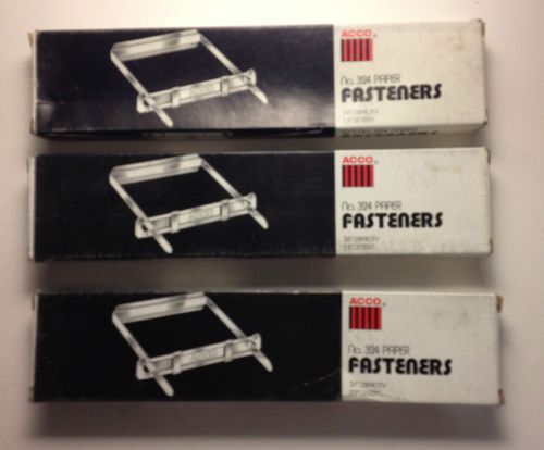 Three (3) Boxes 148 Acco No. 324 Paper Fasteners 3 1/2&#034; Capacity 2 3/4&#034; Center