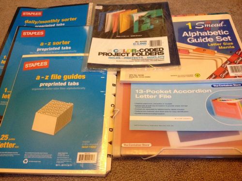 MIXED LOT ACCORDION LETTER FILE/A-Z GUIDE SET/A-Z PREPRINTED TABS/MUCH MORE!