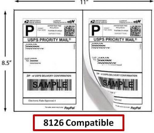 Avery 8126 Comp 400 Half Sheet Self Adhesive Shipping Labels 8.5 X 5.5&#034;