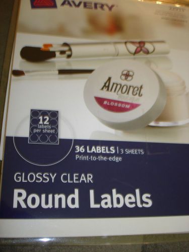 AVERY GLOSSY CLEAR ROUND  LABELS 22933