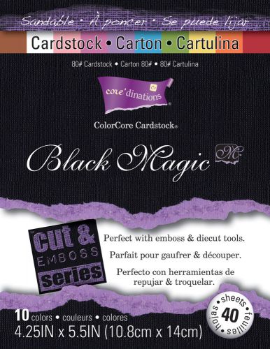 Darice Core-dinations Cut &amp; Emboss Cardstock Pad 4-1/4x5-1/2 40/Pk Black Magic