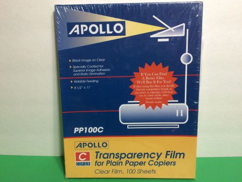 APOLLO TRANSPARENCY FILM FOR PLAIN PAPER COPIERS 100 SHEETS PP100C