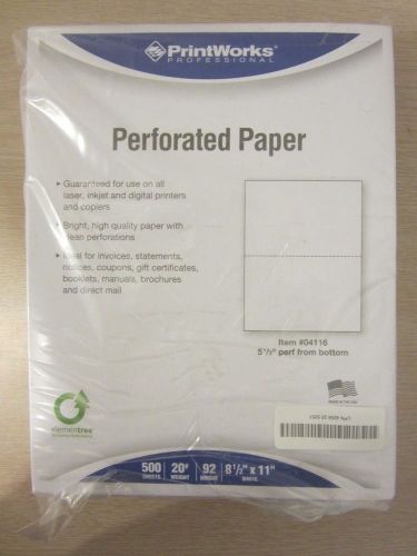 PRINTWORKS PROFESSIONAL OFFICE PAPER, 04116, PERFORATED 5 1/2, FREE S&amp;H