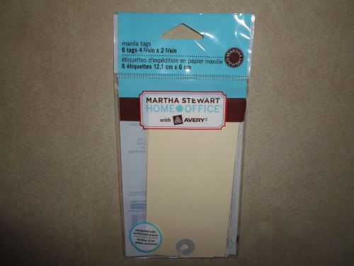 6 Martha Stewart Home Office Manila Tags, 4 3/4&#034; X 2 3/8&#034;~BRAND NEW IN PACKAGE!!
