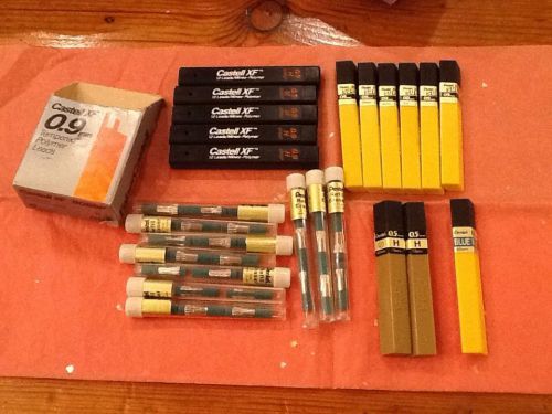 Mix pentel castell 250+ lead 0.5 0.9 mm blue 38 erasers mechanical pencil refill for sale