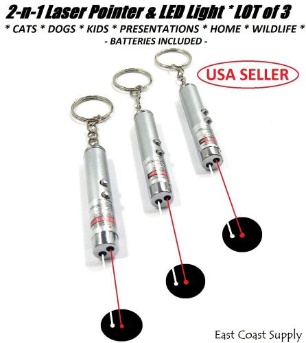 3pcs NEW Red Laser Pointer + LED Light Pen 1mW Dual Pet Dog Cat Training Tool