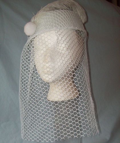 WHITE NETTED PILLBOX VEIL ROYAL WEDDING BRIDAL HAT WITH FEATHER NEW