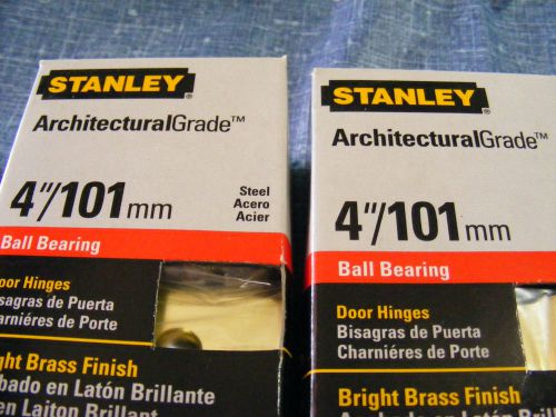 3 - STANLY Architectural grade BALL BEARING 4&#034; STEEL DOOR HINGES brass tone FS