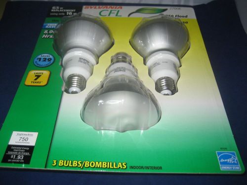3 pack sylvania 16 watt/65w cfl flood light bulb b-r30    &#039;new&#039; for sale